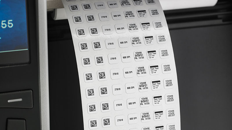 Zebra ZT610 - печат микро етикети детайл